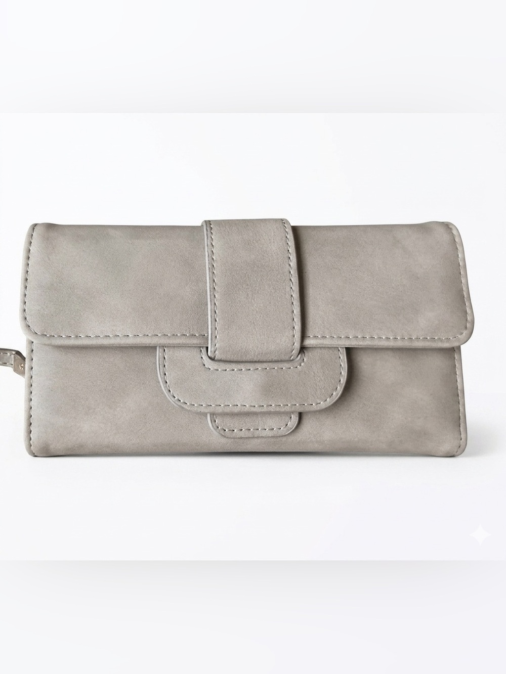 Grey Faux Suede Wallet Clutch